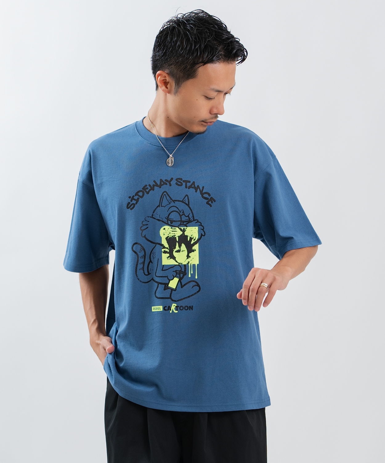 半袖Tシャツ メンズ レディース フォトプリント 綿100 ビッグシルエット SIDEWAY STANCE オーバーサイズ ストリート 古着MIX | improves | 01