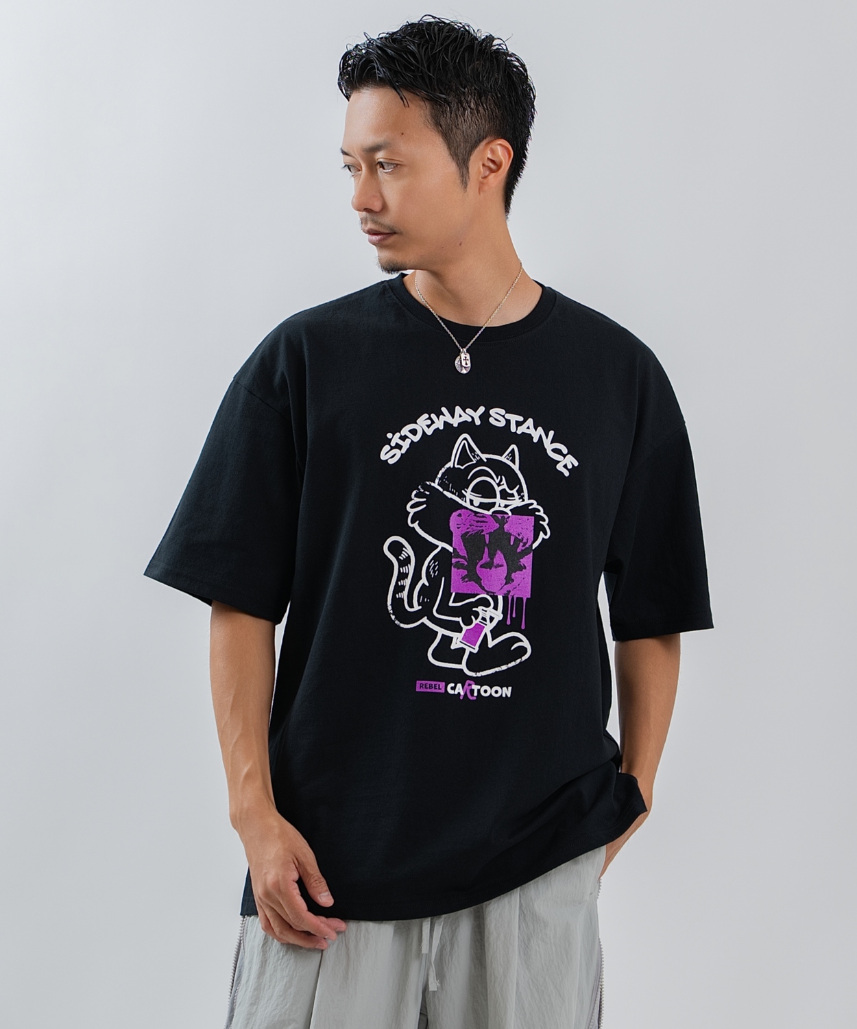 半袖Tシャツ メンズ レディース フォトプリント 綿100 ビッグシルエット SIDEWAY STANCE オーバーサイズ ストリート 古着MIX | improves | 03