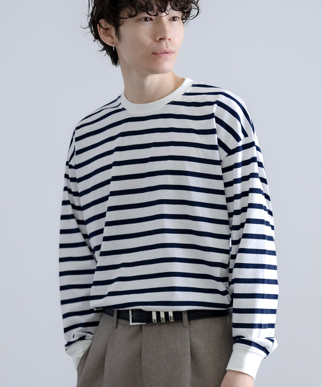 Tシャツ メンズ SIDEWAY STANCE サイドウェイスタンス ボーダー ロンT カットソー 大きめ アメカジ カジュアル スケーター ストリート 古着MIX 韓国 | improves | 01