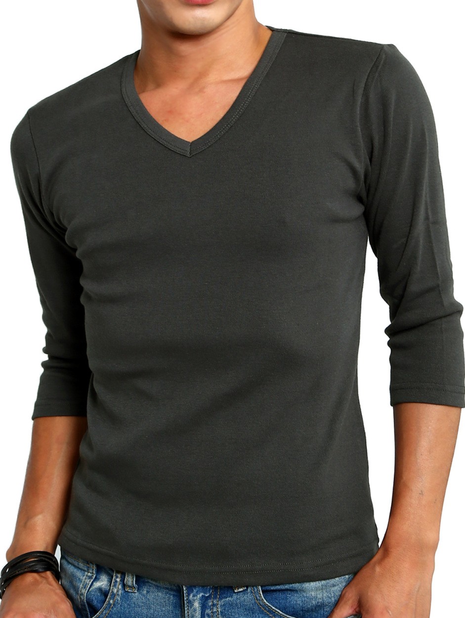 Tシャツ カットソー Vネック メンズ 七分袖 7分袖 ロンT 無地 トップス :95183:improves インプローブス - 通販