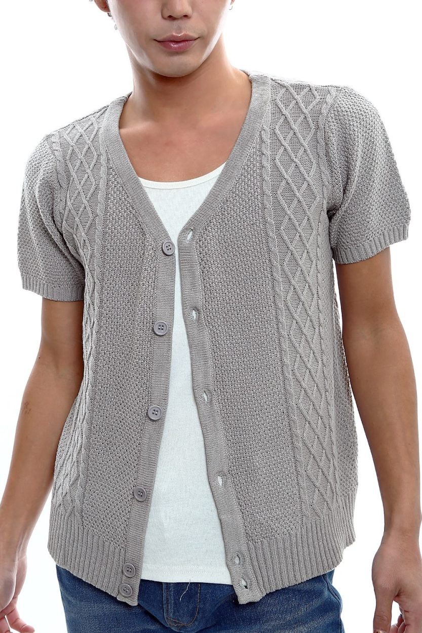 カーディガン メンズ ニットカーディガン 薄手 ニット サマーニット ケーブル 無地 半袖 975 Improves インプローブス 通販 Yahoo ショッピング