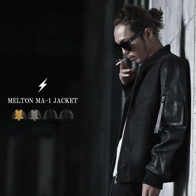MSGM エムエスジーエム flagshipMA1_01-300x225.webp ブラック MA-1 メルトンジャケット ロゴ刺繍 ジャケット・アウター
