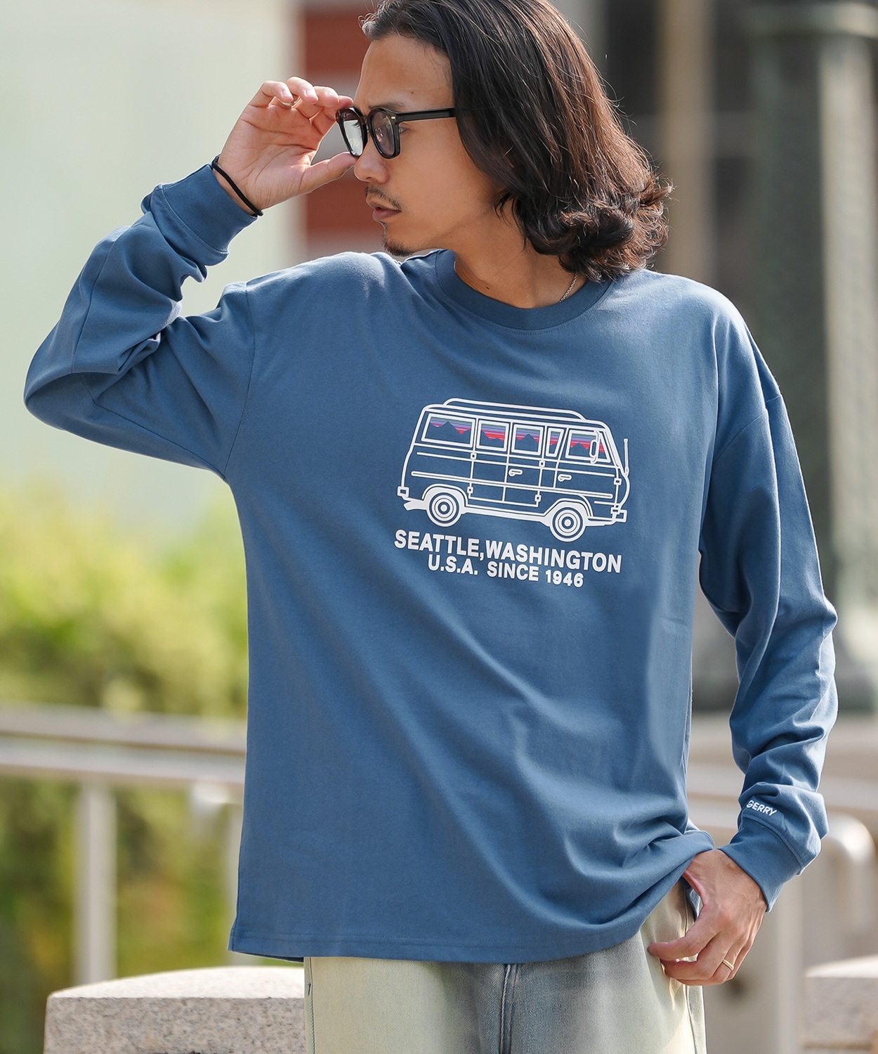 長袖Tシャツ メンズ GERRY ジェリー 別注プリント カットソー バン プリント ロンT アウトドア ストリート アメカジ 古着MIX ホワイト ブラック オートミール | GERRY | 05