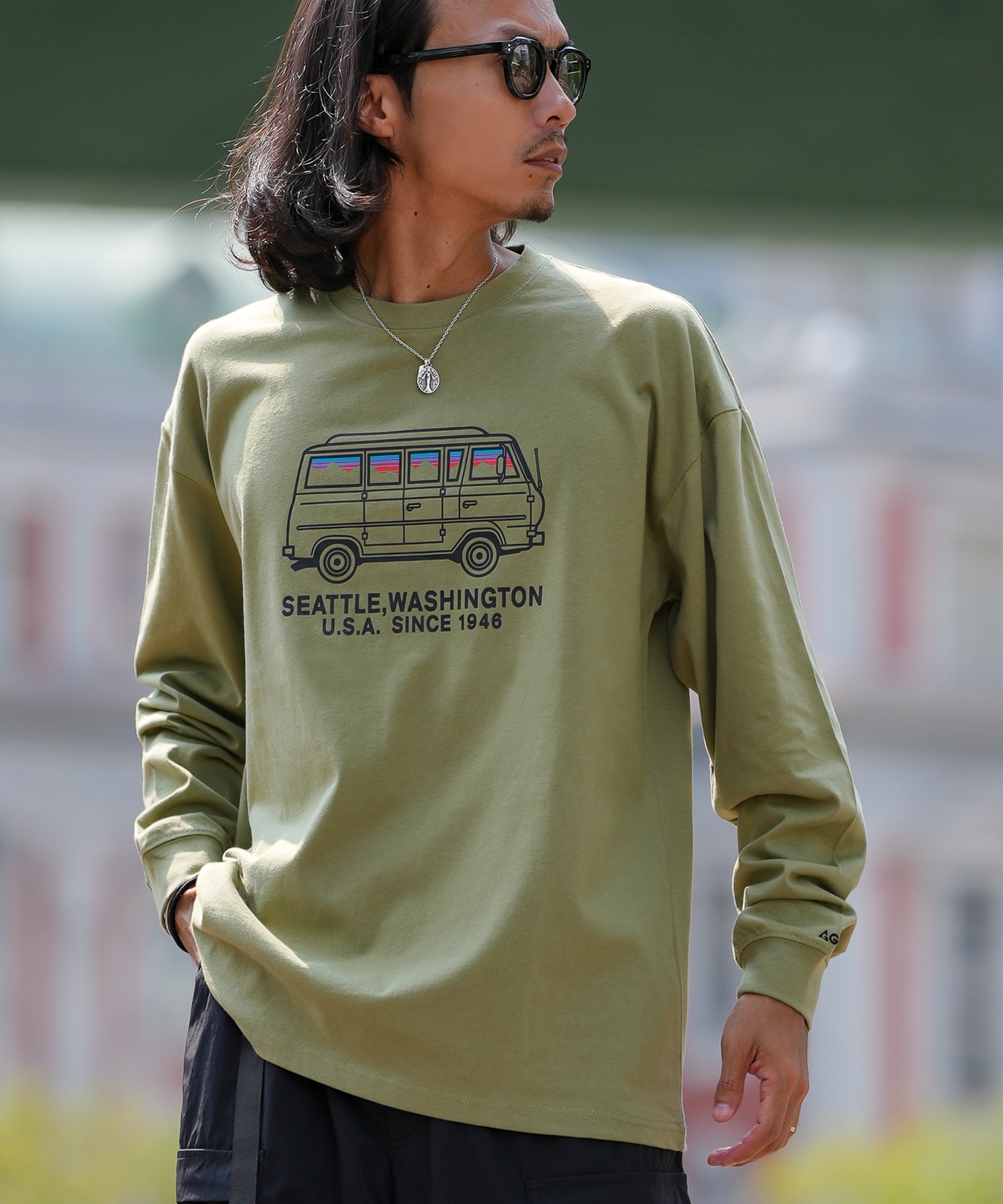 長袖Tシャツ メンズ GERRY ジェリー 別注プリント カットソー バン プリント ロンT アウトドア ストリート アメカジ 古着MIX ホワイト ブラック オートミール | GERRY | 04