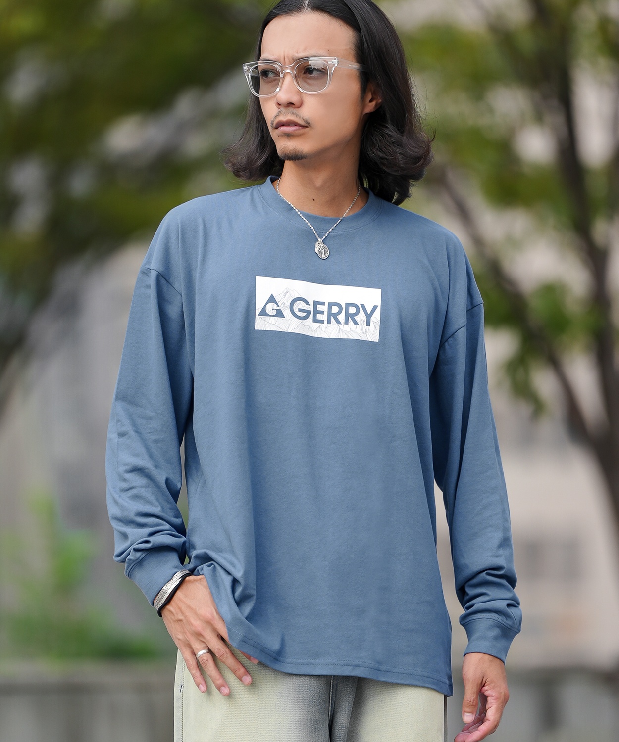 長袖Tシャツ メンズ GERRY ジェリー 別注プリント カットソー ボックスロゴ プリント ロンT アウトドア ストリート アメカジ 古着MIX ホワイト ブラック | GERRY | 04