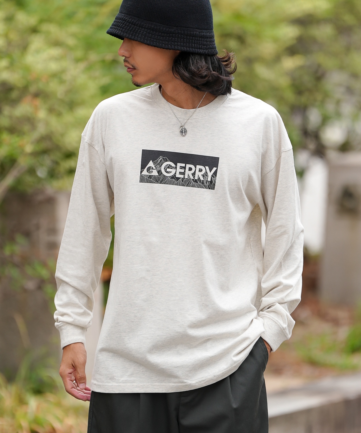 長袖Tシャツ メンズ GERRY ジェリー 別注プリント カットソー ボックスロゴ プリント ロンT アウトドア ストリート アメカジ 古着MIX ホワイト ブラック | GERRY | 05