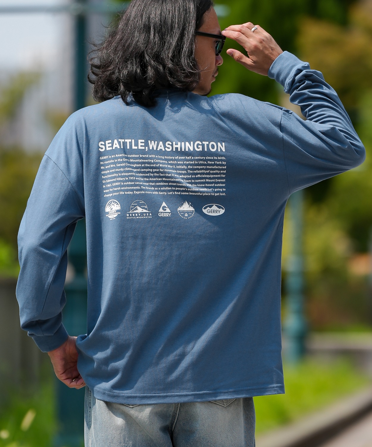 長袖Tシャツ メンズ GERRY ジェリー 別注プリント カットソー アイコニック ロゴ プリント ロンT アウトドア ストリート アメカジ 古着MIX ホワイト ブラック | GERRY | 04