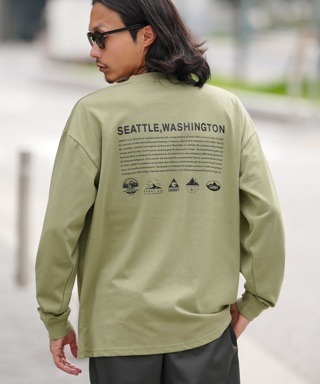 長袖Tシャツ メンズ GERRY ジェリー 別注プリント カットソー アイコニック ロゴ プリント ロンT アウトドア ストリート アメカジ 古着MIX ホワイト ブラック | GERRY | 03