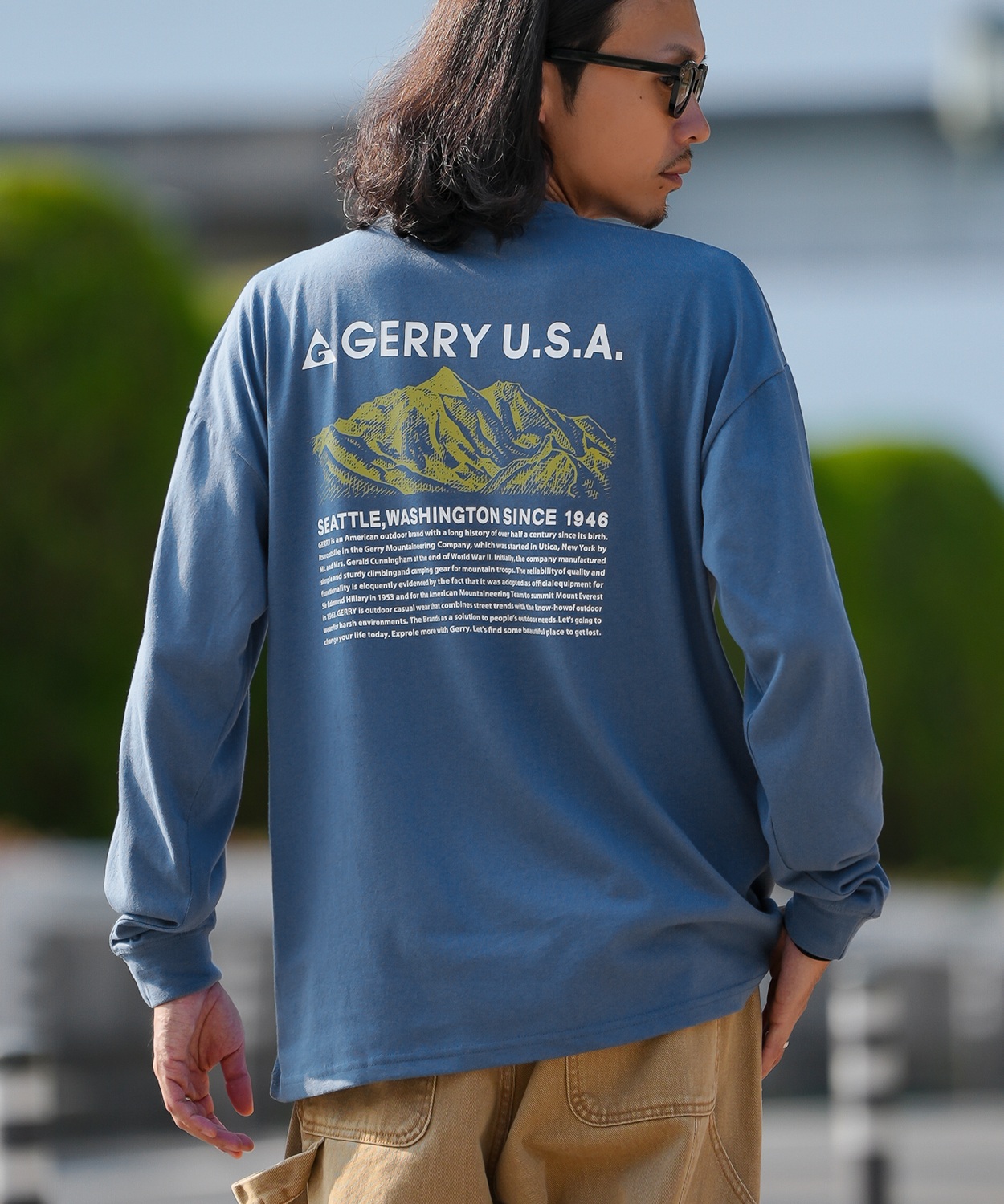 長袖Tシャツ メンズ GERRY ジェリー 別注プリント カットソー マウントロゴ プリント ロンT アウトドア ストリート アメカジ 古着MIX ホワイト ブラック | GERRY | 04