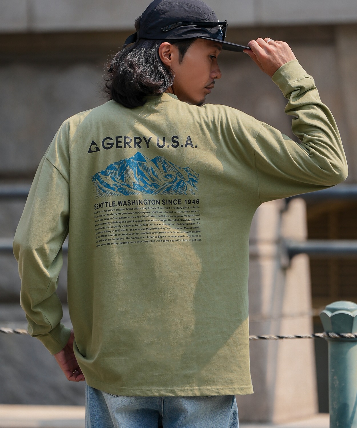 長袖Tシャツ メンズ GERRY ジェリー 別注プリント カットソー マウントロゴ プリント ロンT アウトドア ストリート アメカジ 古着MIX ホワイト ブラック | GERRY | 03