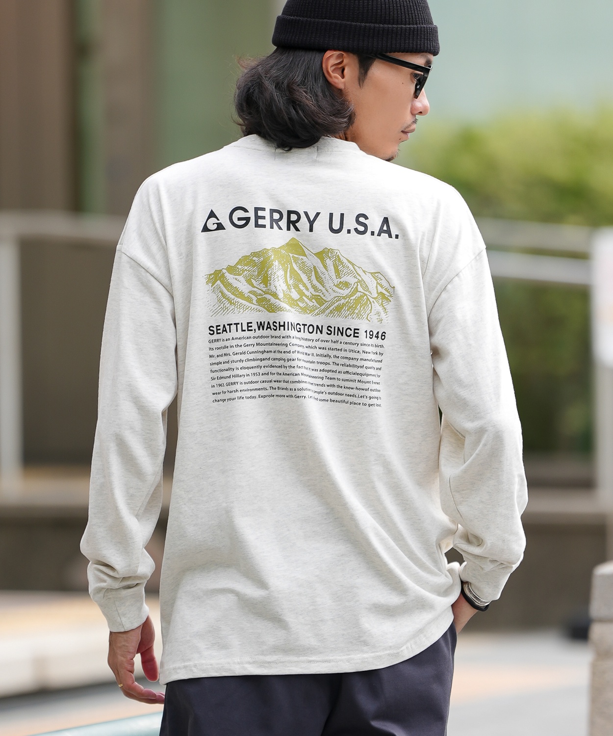 長袖Tシャツ メンズ GERRY ジェリー 別注プリント カットソー マウントロゴ プリント ロンT アウトドア ストリート アメカジ 古着MIX ホワイト ブラック | GERRY | 05