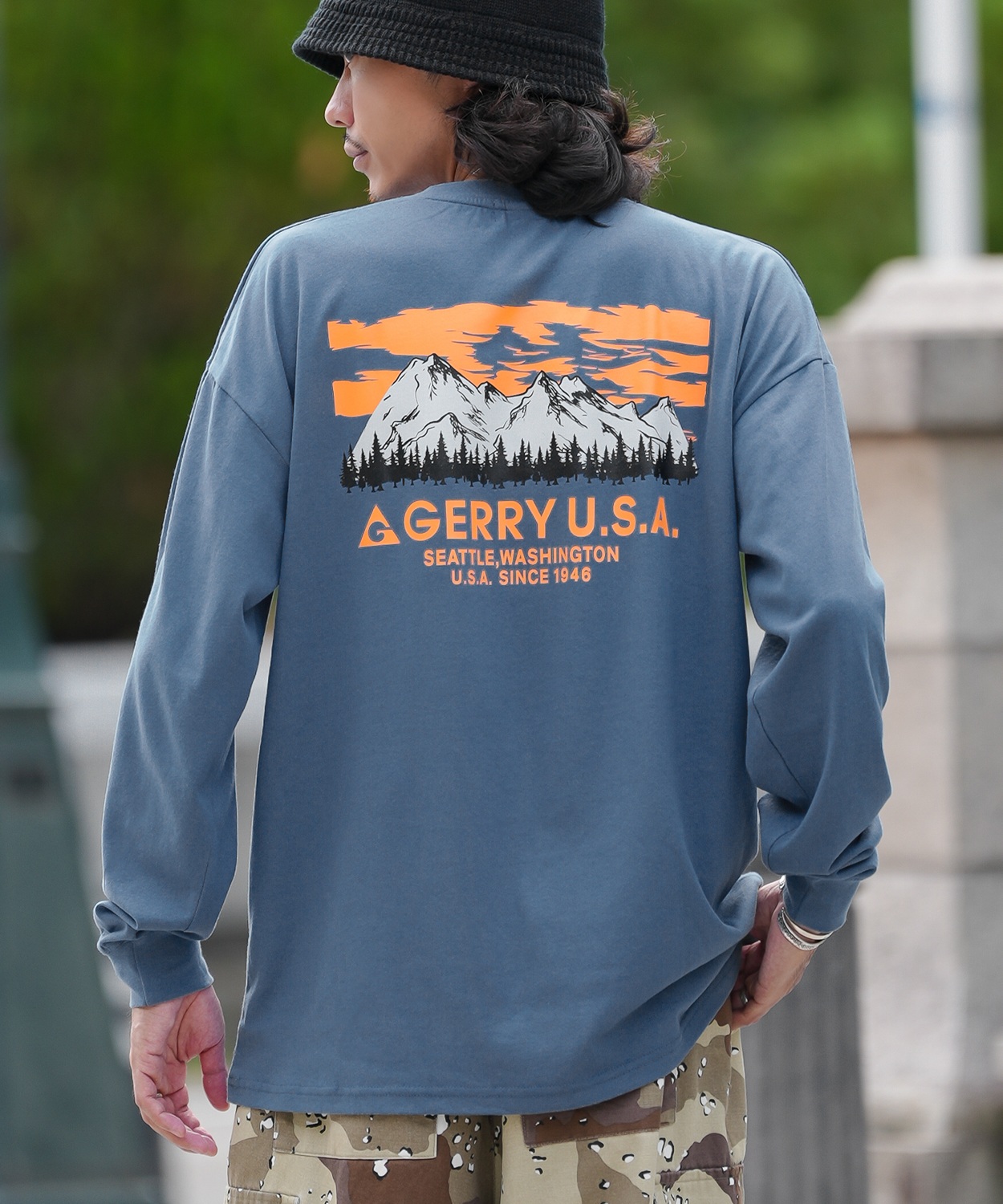 長袖Tシャツ メンズ GERRY ジェリー 別注プリント カットソー マウントロゴ プリント ロンT アウトドア ストリート アメカジ 古着MIX ホワイト ブラック | GERRY | 04