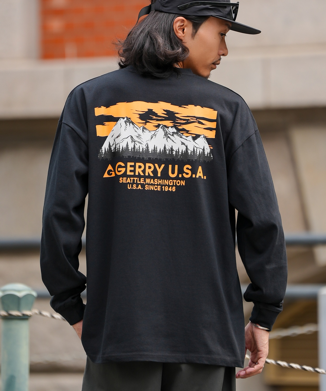 長袖Tシャツ メンズ GERRY ジェリー 別注プリント カットソー マウントロゴ プリント ロンT アウトドア ストリート アメカジ 古着MIX ホワイト ブラック | GERRY | 02