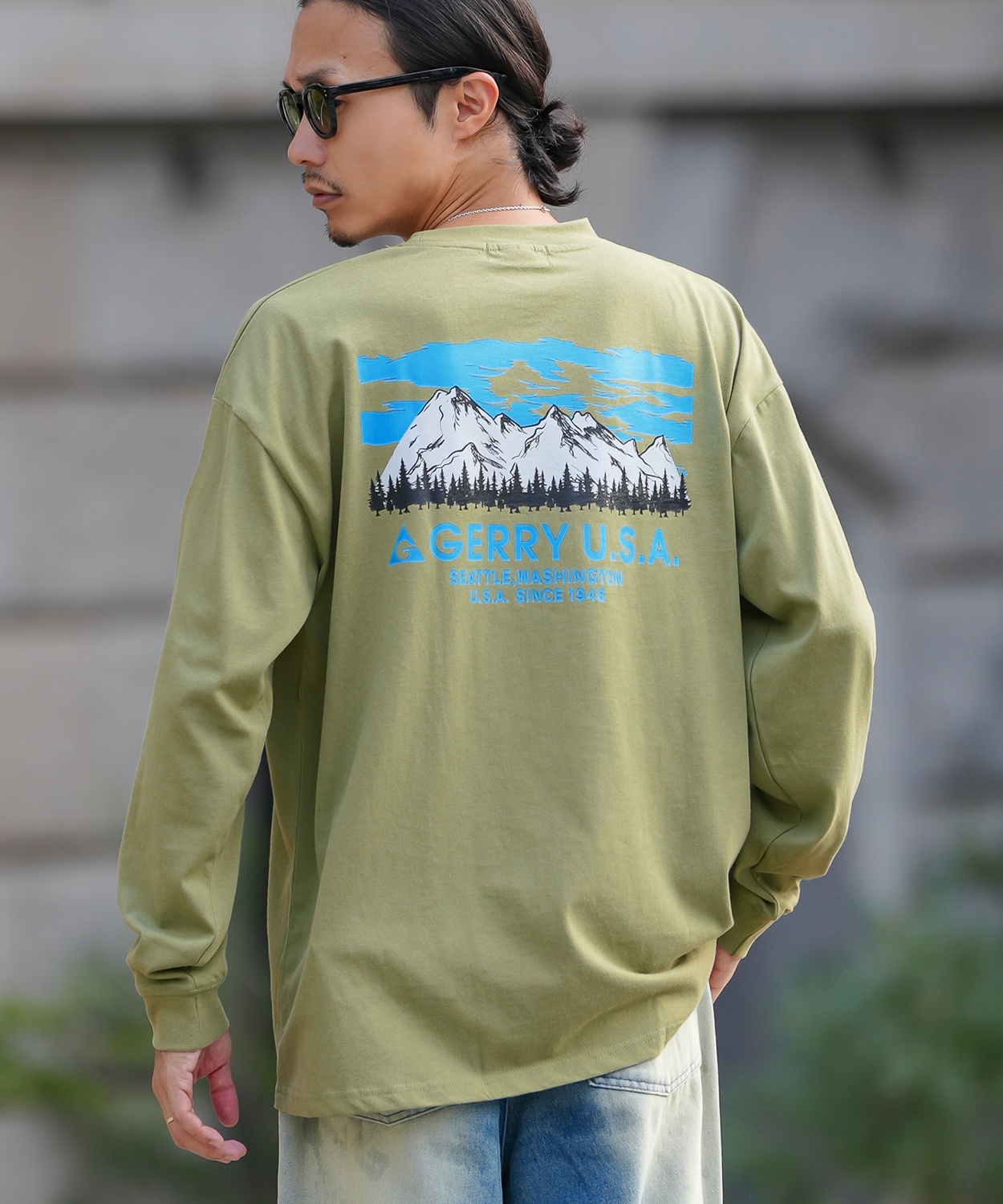 長袖Tシャツ メンズ GERRY ジェリー 別注プリント カットソー マウントロゴ プリント ロンT アウトドア ストリート アメカジ 古着MIX ホワイト ブラック | GERRY | 03