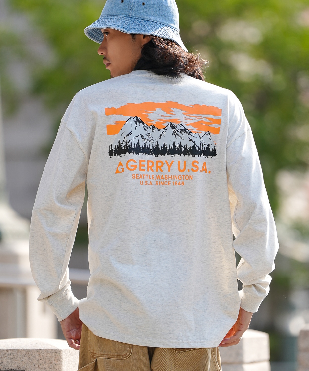 長袖Tシャツ メンズ GERRY ジェリー 別注プリント カットソー マウントロゴ プリント ロンT アウトドア ストリート アメカジ 古着MIX ホワイト ブラック | GERRY | 05