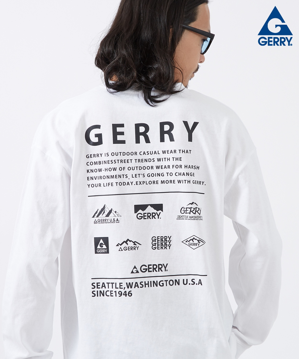 長袖Tシャツ メンズ GERRY ジェリー 別注プリント カットソー マルチロゴ プリント ロンT アウトドア ストリート アメカジ 古着MIX | GERRY | 02