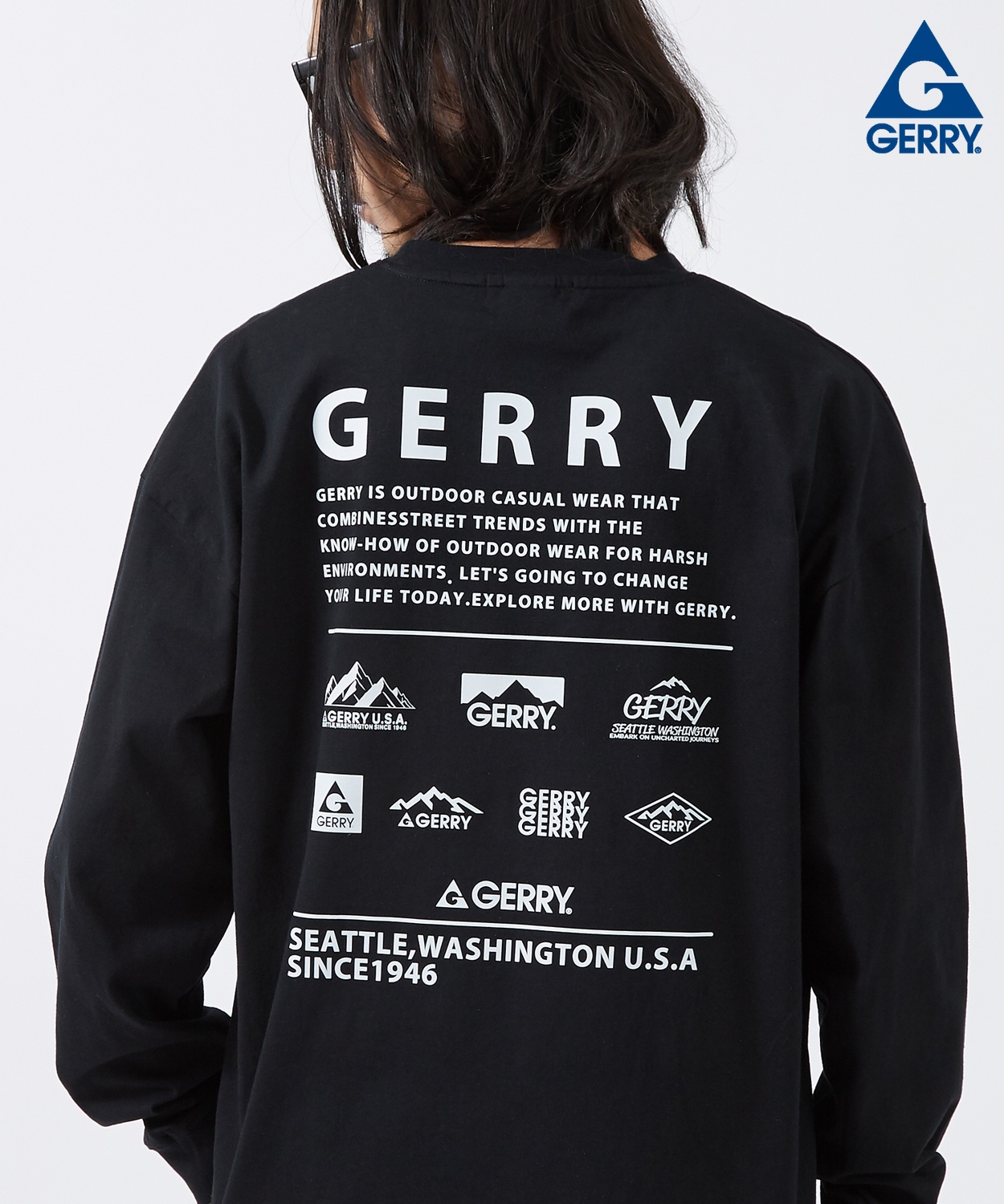 長袖Tシャツ メンズ GERRY ジェリー 別注プリント カットソー マルチロゴ プリント ロンT アウトドア ストリート アメカジ 古着MIX | GERRY | 03