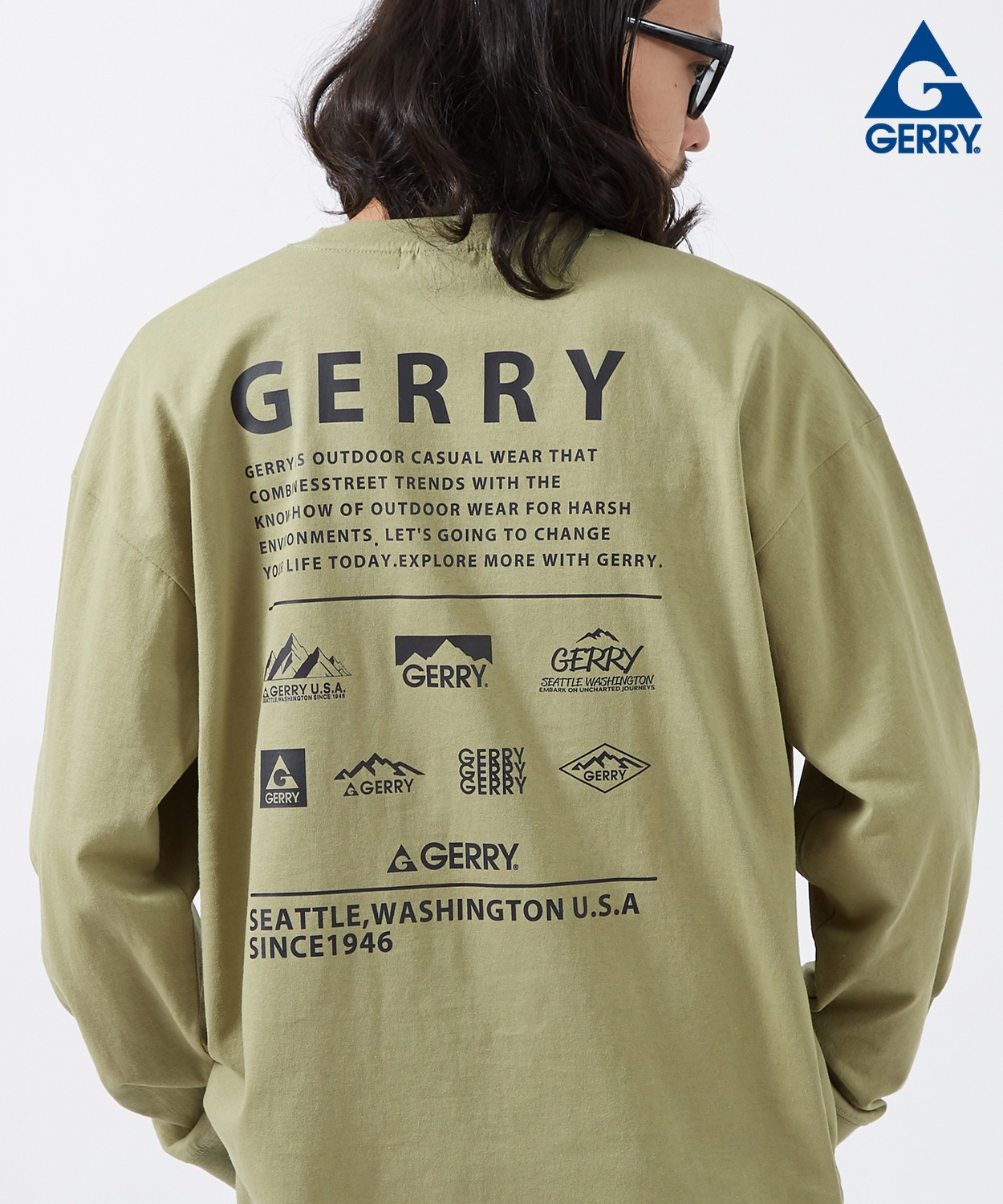 長袖Tシャツ メンズ GERRY ジェリー 別注プリント カットソー マルチロゴ プリント ロンT アウトドア ストリート アメカジ 古着MIX | GERRY | 04