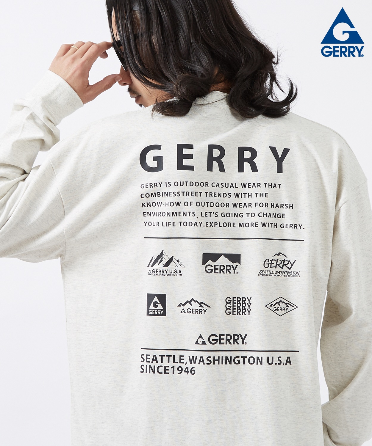長袖Tシャツ メンズ GERRY ジェリー 別注プリント カットソー マルチロゴ プリント ロンT アウトドア ストリート アメカジ 古着MIX | GERRY | 05