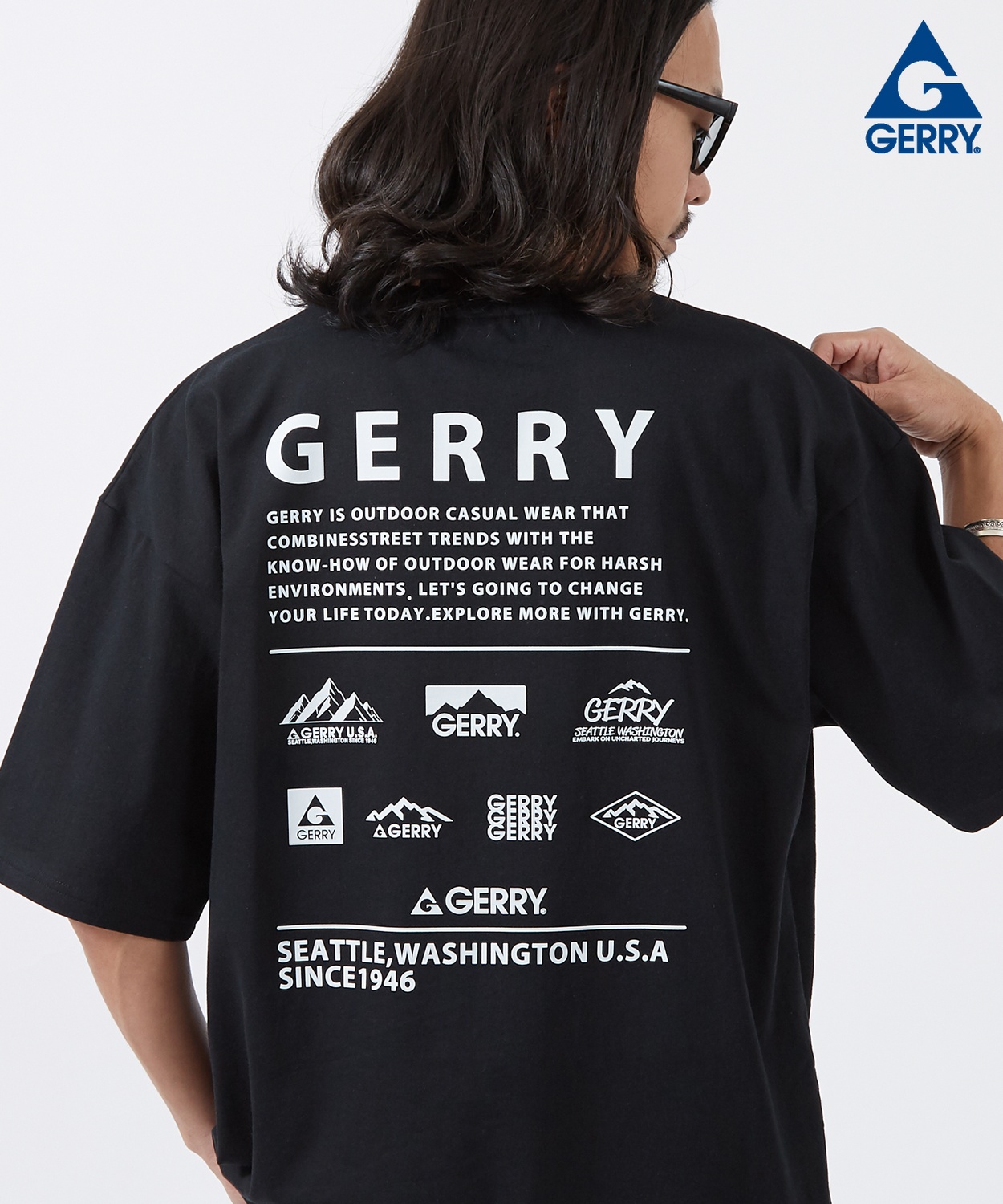 半袖Tシャツ メンズ GERRY ジェリー 別注プリント カットソー マルチロゴ プリント Tシャツ アウトドア ストリート アメカジ 古着MIX | GERRY | 03
