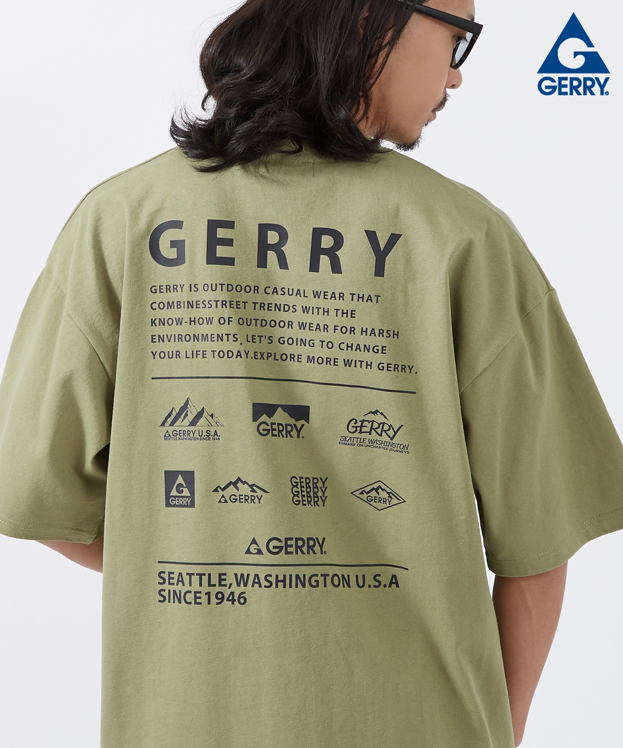半袖Tシャツ メンズ GERRY ジェリー 別注プリント カットソー マルチロゴ プリント Tシャツ アウトドア ストリート アメカジ 古着MIX | GERRY | 04