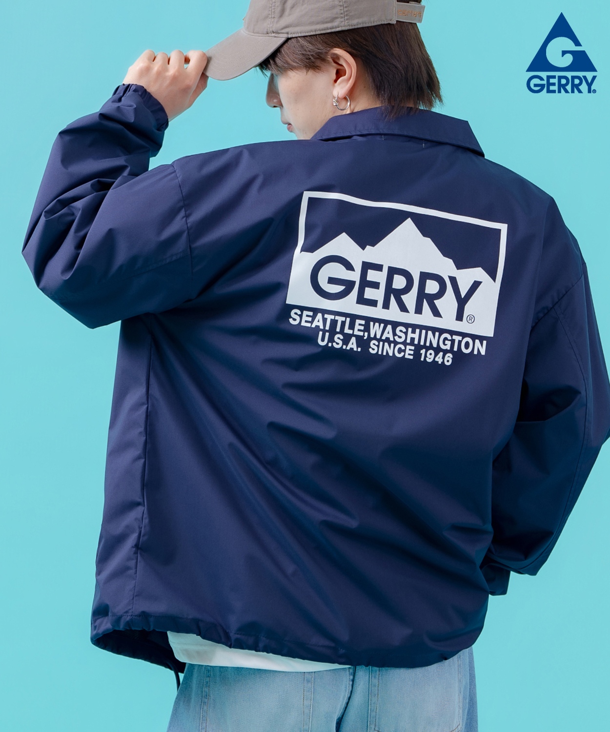 コーチジャケット メンズ GERRY ジェリー ナイロン  アメカジ スケーター ストリート 古着MIX 韓国ファッション ブラック ネイビー | GERRY | 02