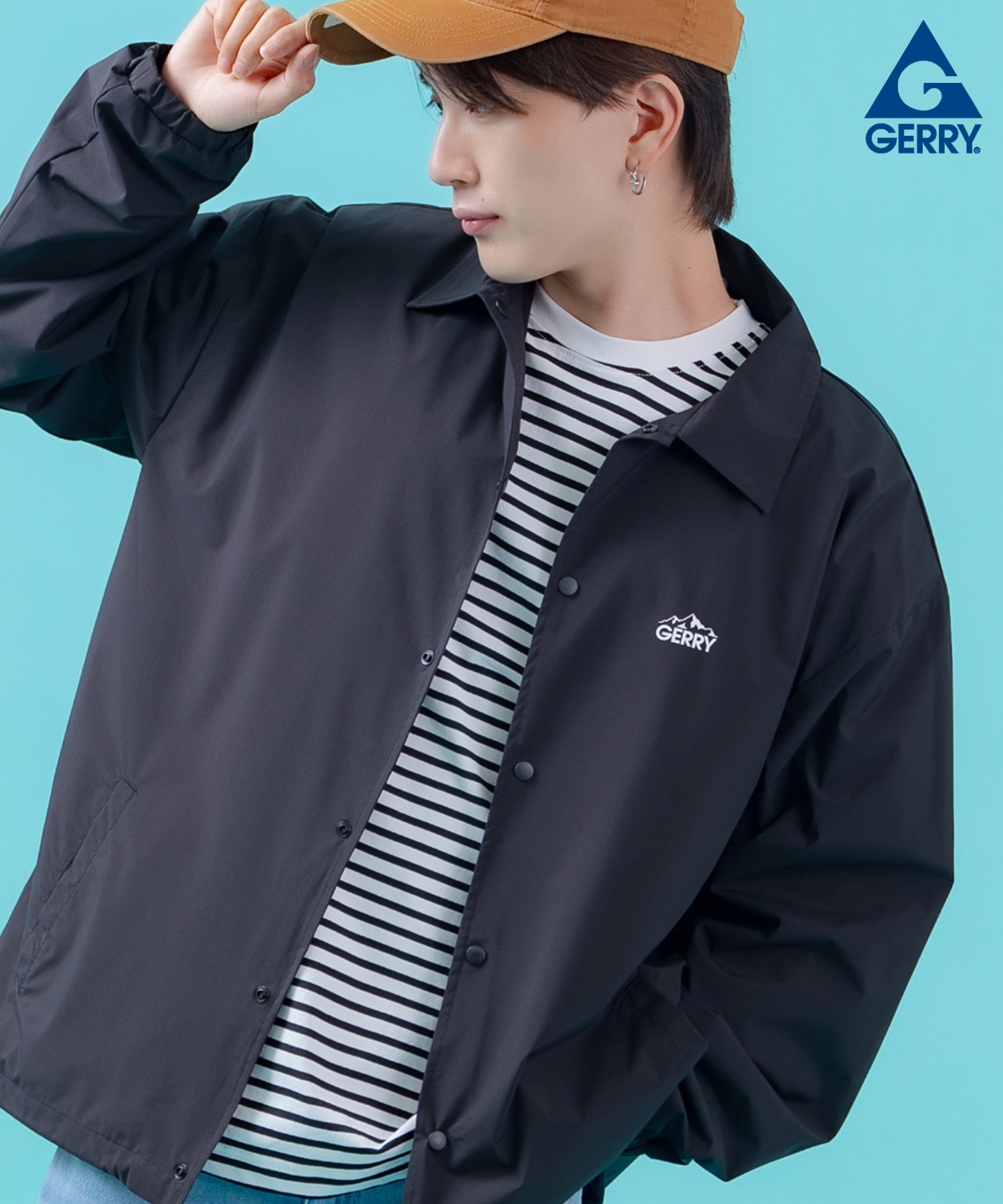 コーチジャケット メンズ GERRY ジェリー ナイロン  アメカジ スケーター ストリート 古着MIX 韓国ファッション ブラック ネイビー | GERRY | 01