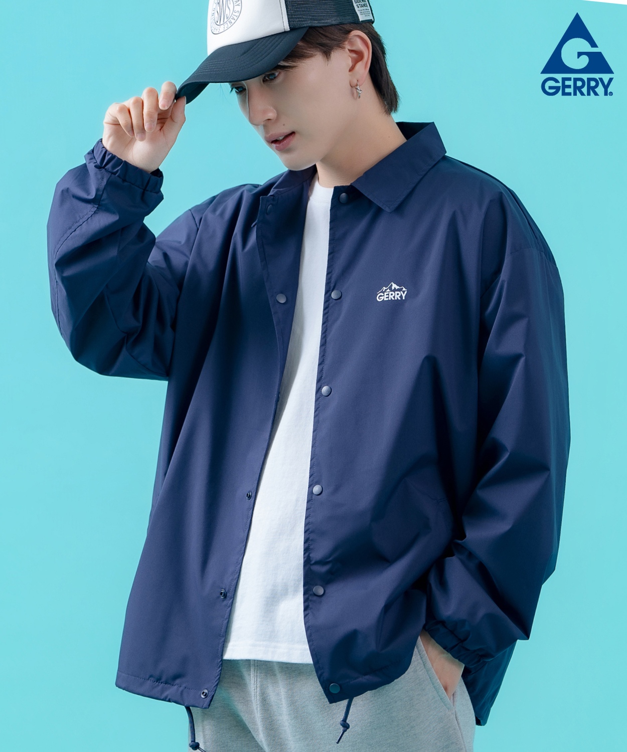 コーチジャケット メンズ GERRY ジェリー ナイロン  アメカジ スケーター ストリート 古着MIX 韓国ファッション ブラック ネイビー | GERRY | 02