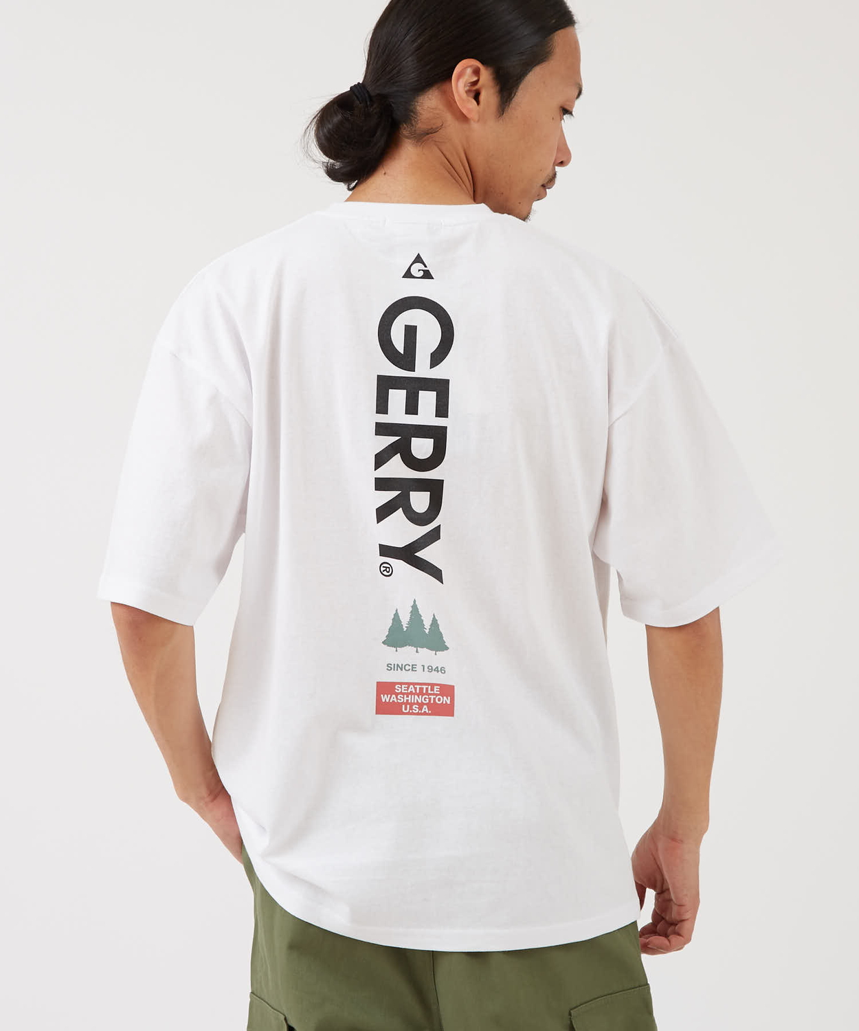 半袖Tシャツ メンズ GERRY ジェリー 別注プリント カットソー バックプリント ワンポイントプリント アウトドア ストリート アメカジ 古着MIX ホワイト ブラック | GERRY | 01