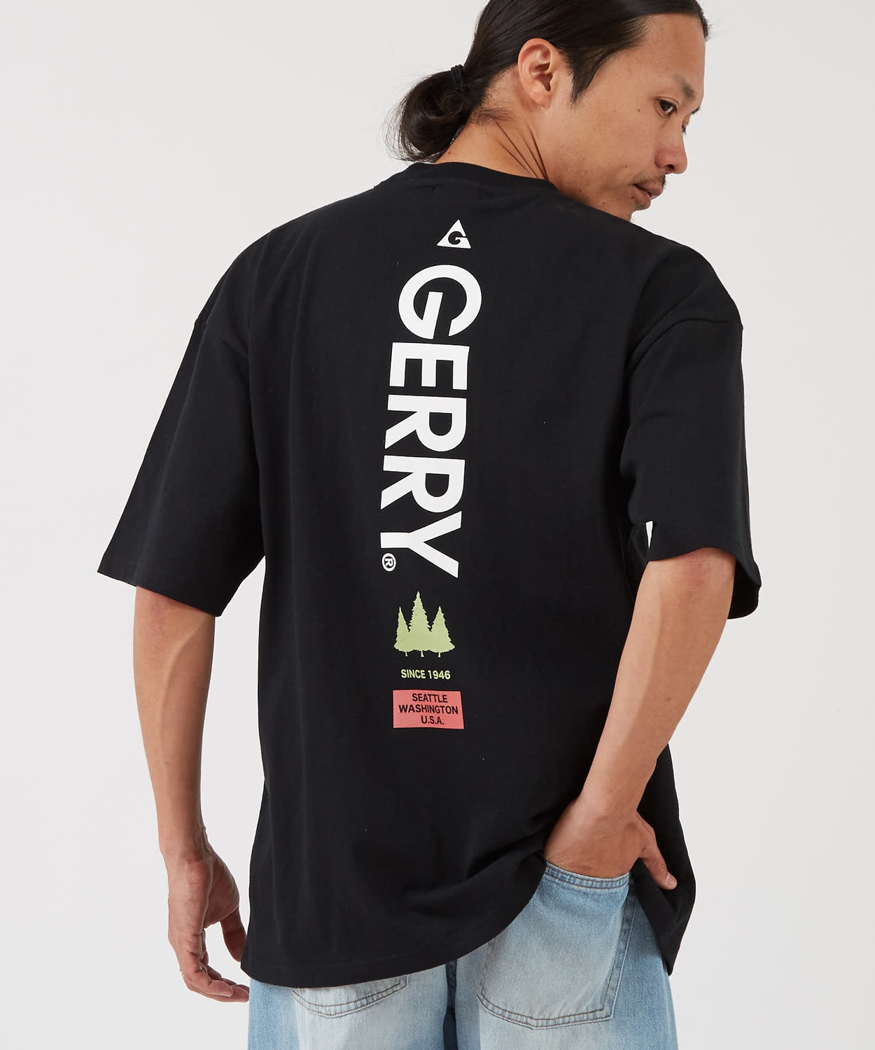 半袖Tシャツ メンズ GERRY ジェリー 別注プリント カットソー バックプリント ワンポイントプリント アウトドア ストリート アメカジ 古着MIX ホワイト ブラック | GERRY | 02