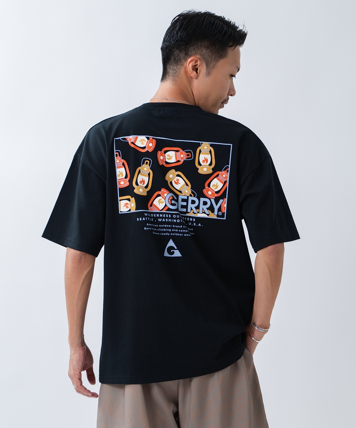 半袖Tシャツ メンズ GERRY ジェリー 別注プリント カットソー バックプリント ワンポイントプリント アウトドア ストリート アメカジ ブラック ホワイト カーキ | GERRY | 02