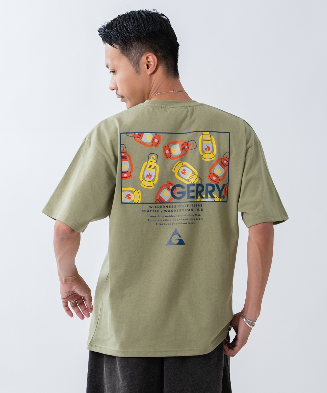 半袖Tシャツ メンズ GERRY ジェリー 別注プリント カットソー バックプリント ワンポイントプリント アウトドア ストリート アメカジ ブラック ホワイト カーキ | GERRY | 03