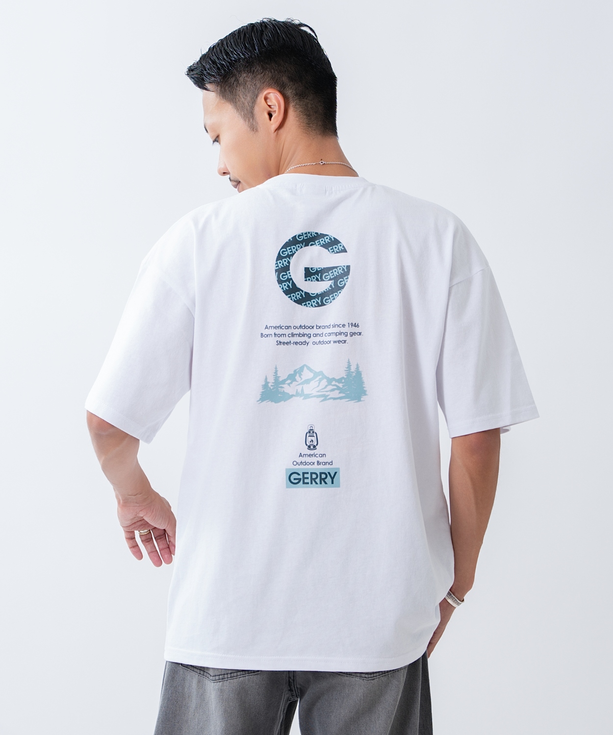 半袖Tシャツ メンズ GERRY ジェリー 別注プリント カットソー バックプリント ワンポイント アウトドア ストリート アメカジ ブラック ホワイト ダークブルー | GERRY | 01