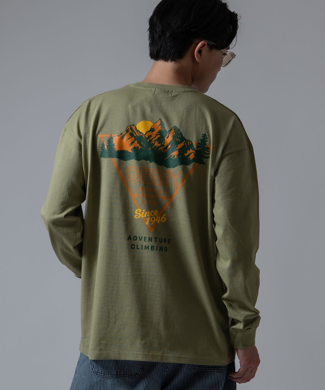 長袖Tシャツ メンズ GERRY ジェリー 別注プリント カットソー バックプリント ワンポイントプリント アウトドア ストリート アメカジ 古着MIX ホワイト ブラック | GERRY | 03