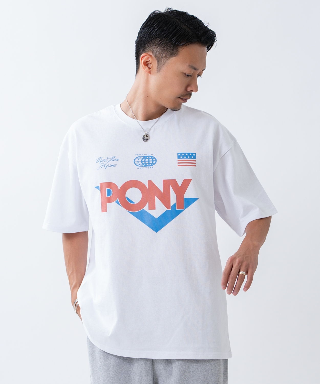 半袖Tシャツ メンズ PONY ポニー カットソー プリントTシャツ オーバーサイズ ビッグシルエット カジュアル ストリート  韓国ファッション | improves | 01