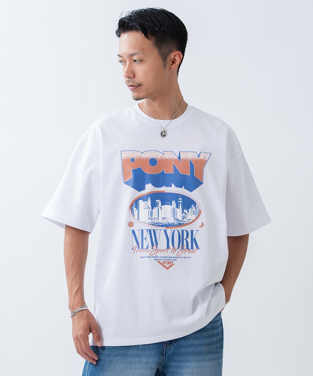 半袖Tシャツ メンズ PONY ポニー カットソー プリントTシャツ オーバーサイズ ビッグシルエット カジュアル ストリート  韓国ファッション | improves | 01