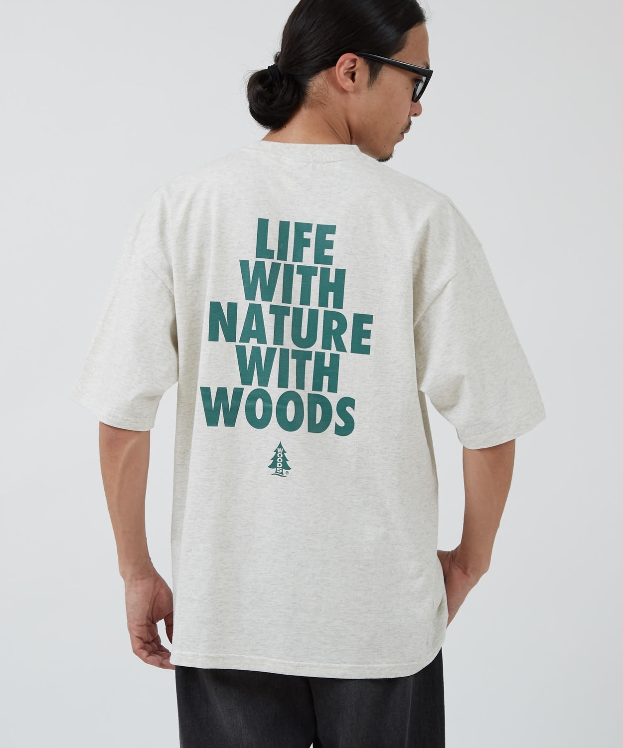 半袖Tシャツ メンズ WOODS別注 ウッズ カットソー  ビッグシルエット アウトドア カジュアル アメカジ ブラック ホワイト オートミール | improves | 03