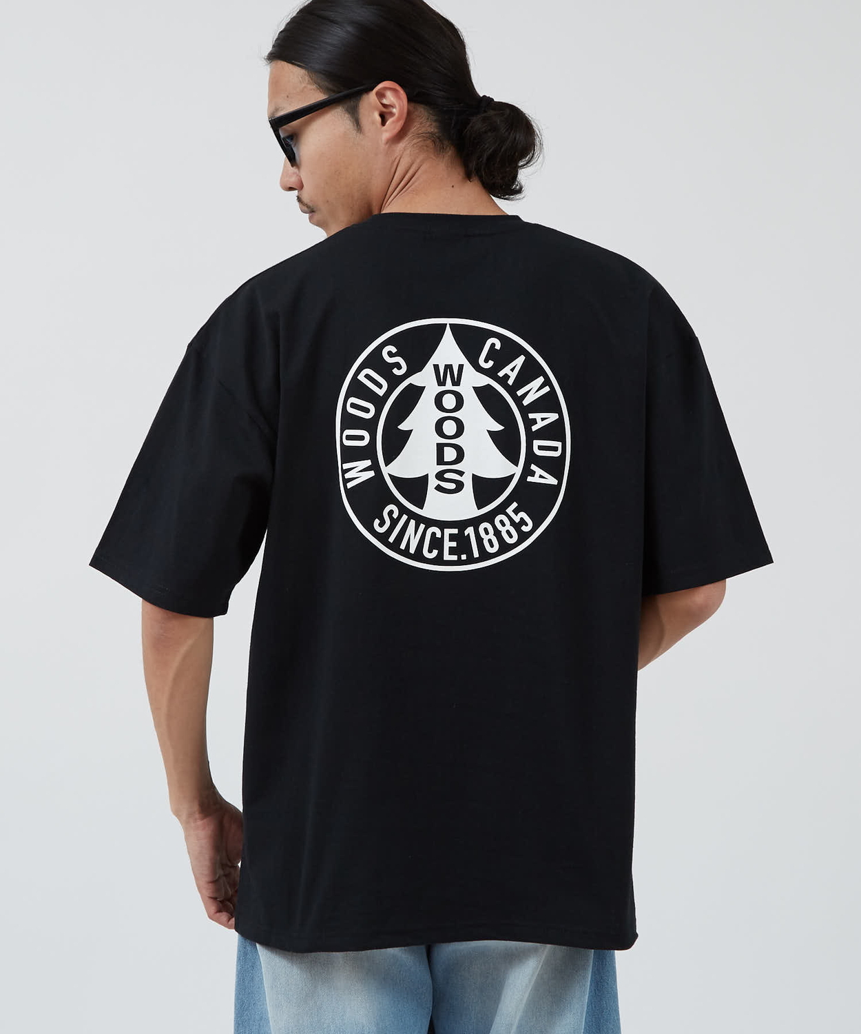 半袖Tシャツ メンズ WOODS別注 ウッズ カットソー  ビッグシルエット アウトドア カジュアル アメカジ ブラック ホワイト カーキ | improves | 02