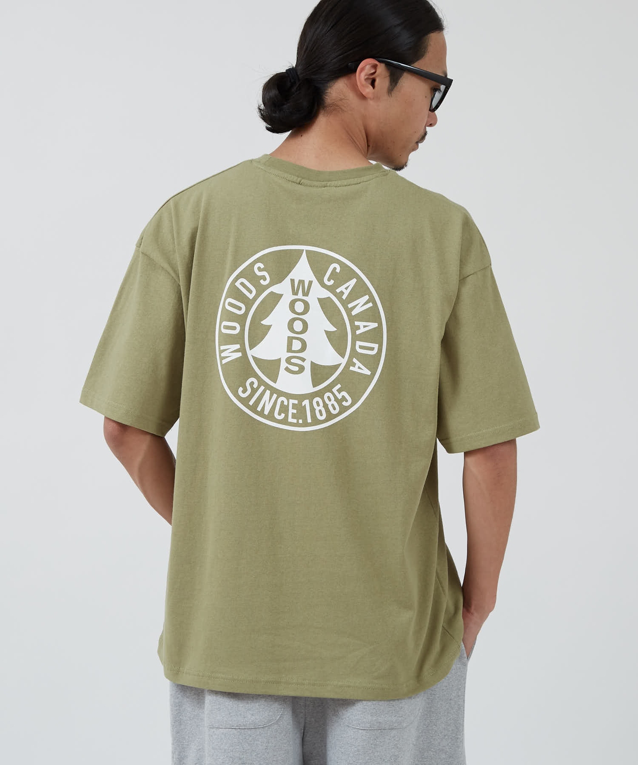 半袖Tシャツ メンズ WOODS別注 ウッズ カットソー  ビッグシルエット アウトドア カジュアル アメカジ ブラック ホワイト カーキ | improves | 03