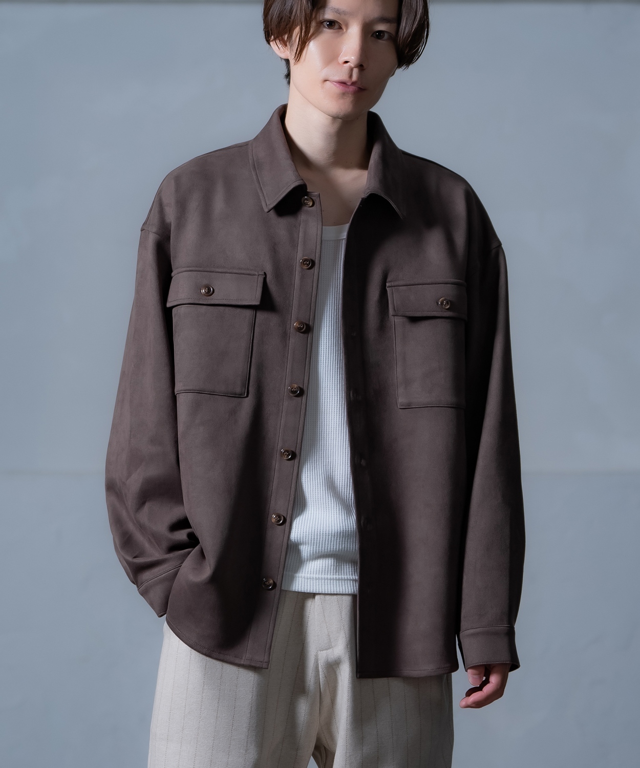 シャツ メンズ ジャケット アウター ポンチ ダブルフラップ ポケットシャツ 羽織り 春 秋 冬 カジュアル レトロ Y2K 90年代 リバイバル | improves | 03