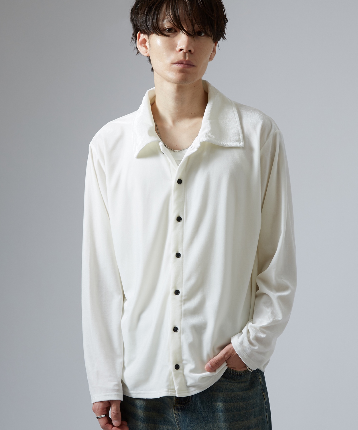 カーディガン メンズ  ベロア素材 セットアップ リラックスウェア ジェンダーレス カジュアル シンプル 大人カジュアル きれいめ ホワイト ブラック ブラウン | improves | 01