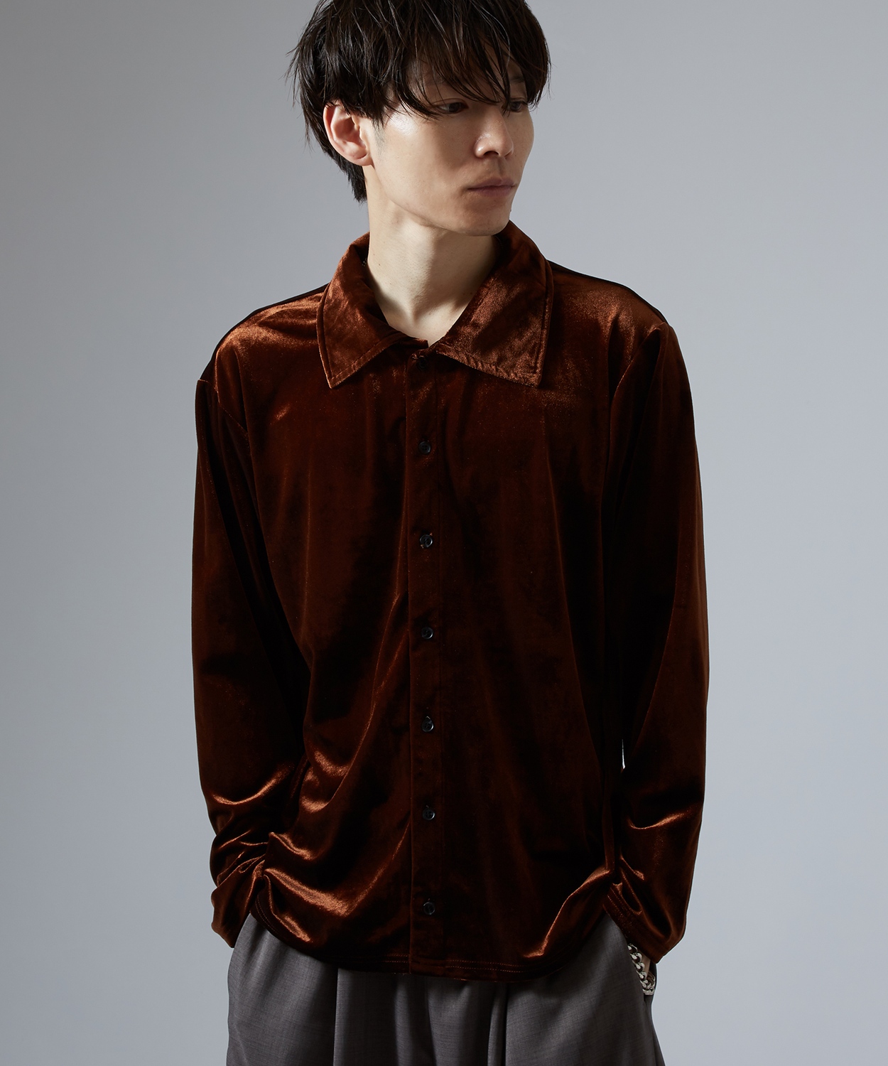 カーディガン メンズ  ベロア素材 セットアップ リラックスウェア ジェンダーレス カジュアル シンプル 大人カジュアル きれいめ ホワイト ブラック ブラウン | improves | 03