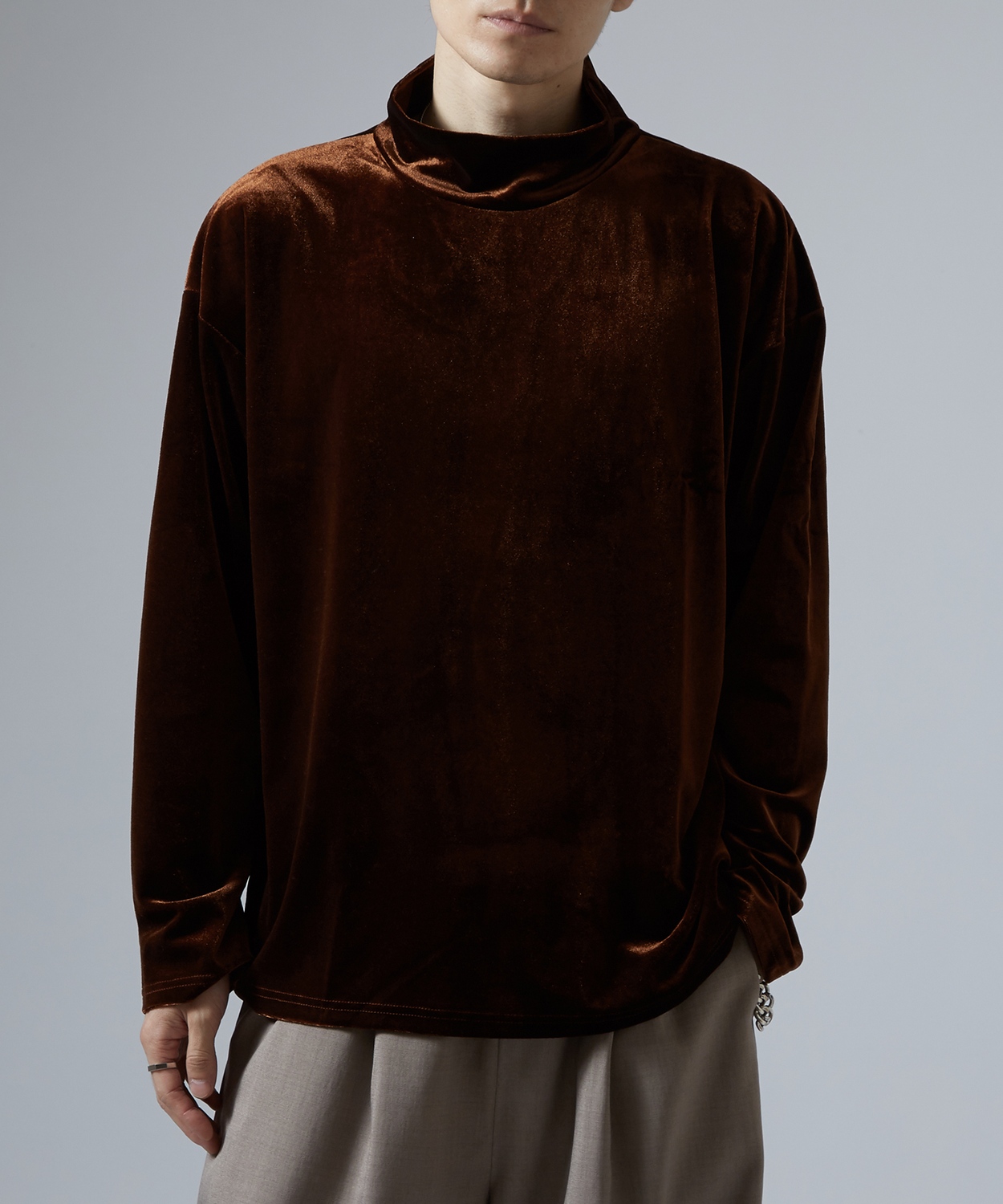 プルオーバー メンズ  ベロア素材 ハイネック セットアップ リラックスウェア ジェンダーレス カジュアル シンプル 大人カジュアル きれいめ | improves | 03