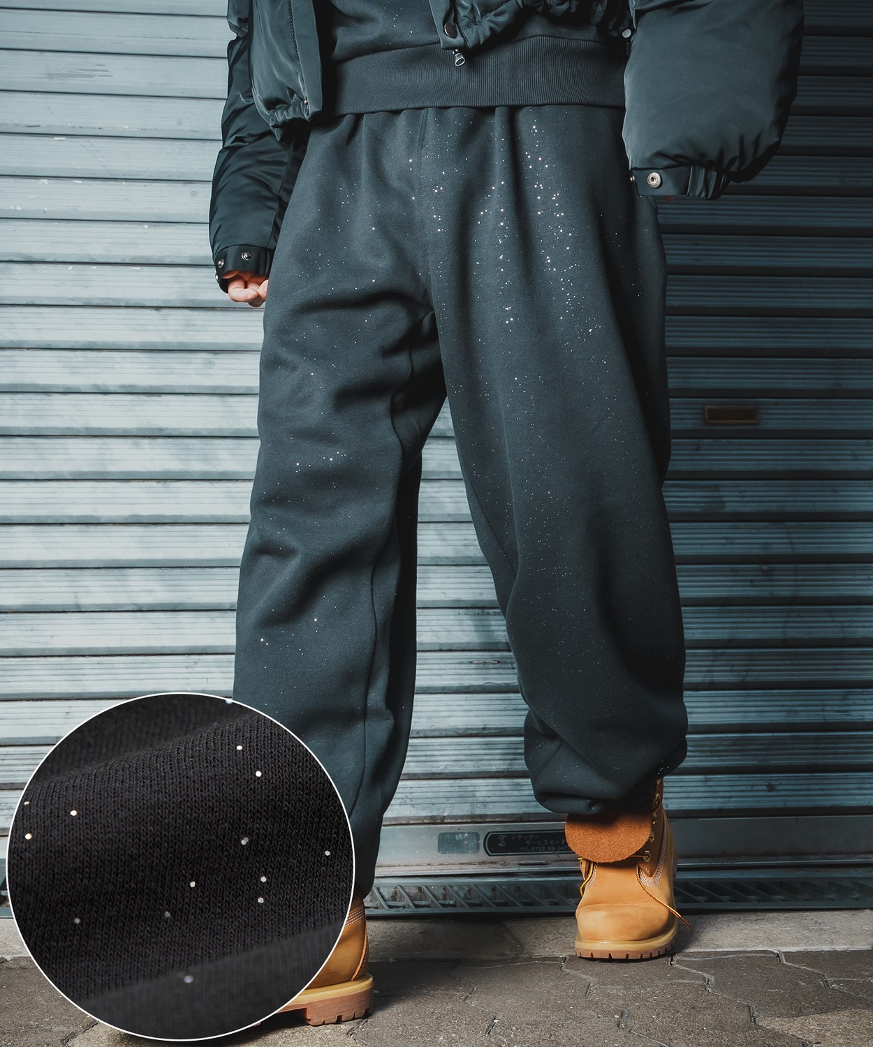 パンツ メンズ ラメ 起毛 大きめ カジュアル スケーター ストリート Y2K 90s 古着MIX 韓国ファッション | improves | 01