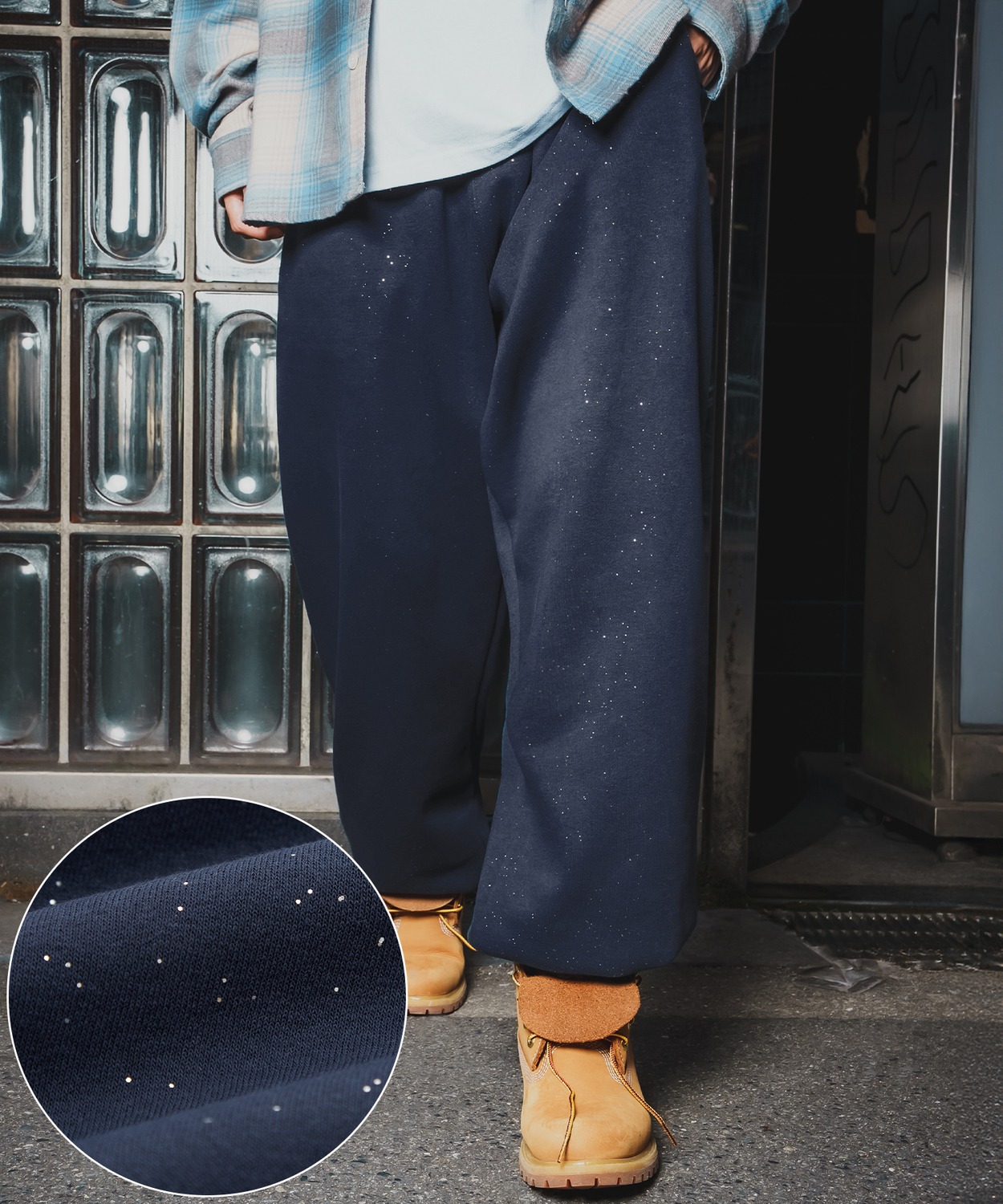 パンツ メンズ ラメ 起毛 大きめ カジュアル スケーター ストリート Y2K 90s 古着MIX 韓国ファッション | improves | 03