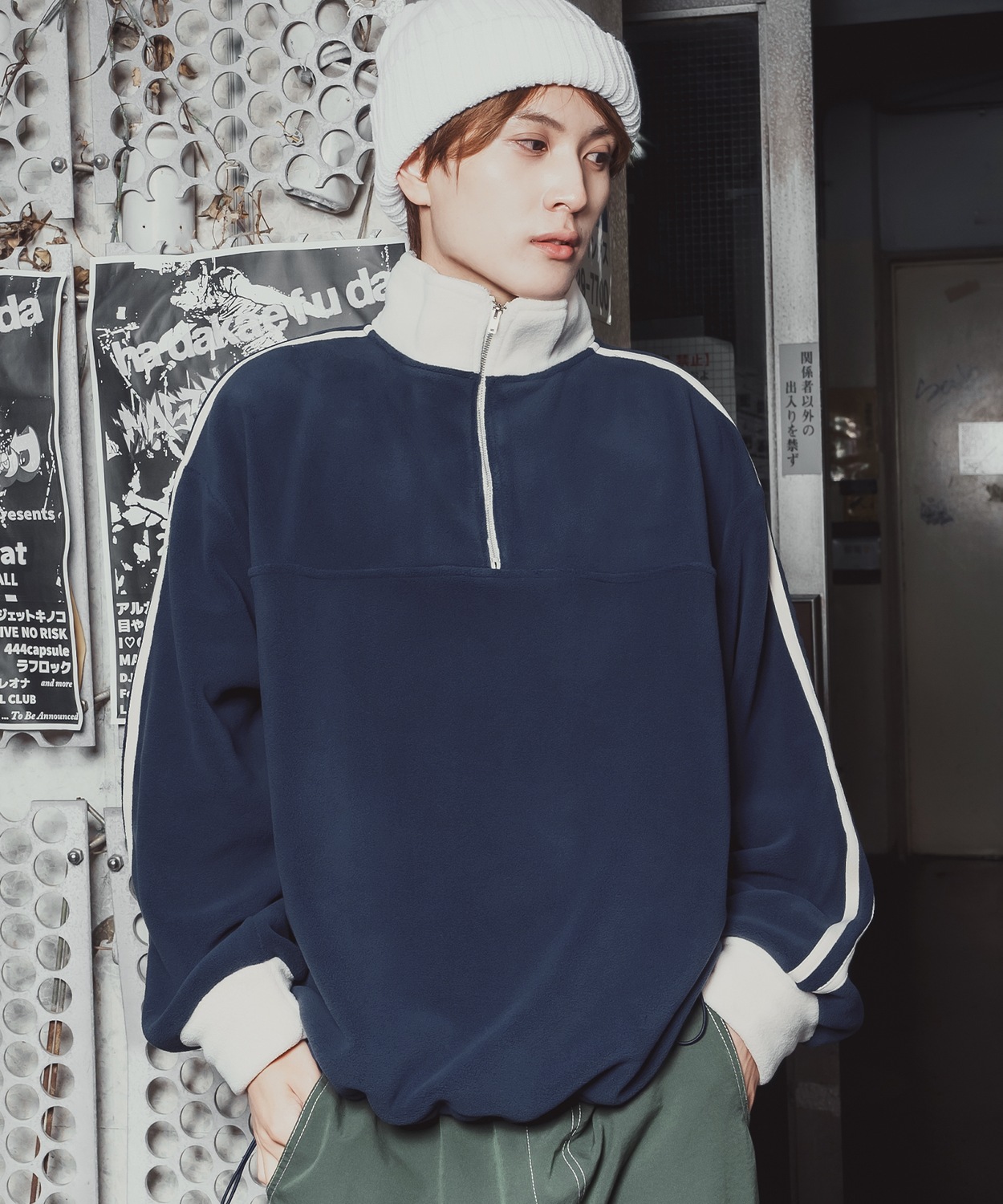 トラックジャケット フリース ボア ブルゾン ハーフジップ プルオーバー オーバーサイズ もこもこ カジュアル ストリート 韓国 | improves | 03