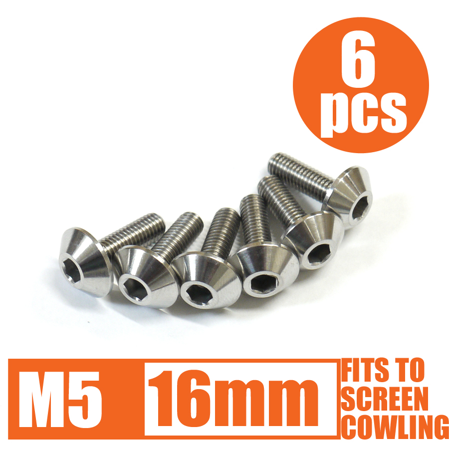 64チタン製スクリーンボルト M5×16mm P0.8 6本セット ゆうパケット対応 ナチュラル Ti-6Al-4V｜imtrading