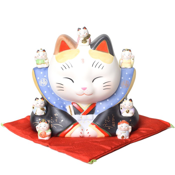 錦彩福助招き猫(4号) – 中外陶園オンラインストア