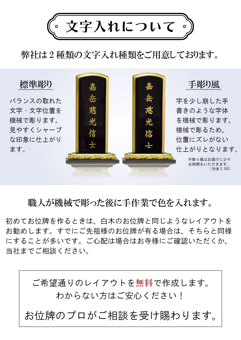 文字入れについて