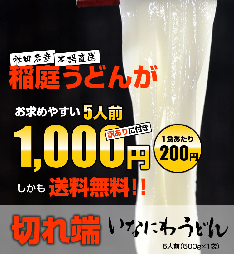 稲庭うどん 500グラム 1,000円